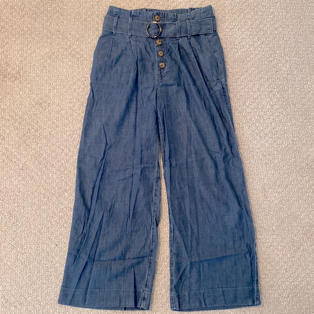 Abercrombie High Waist Wide Leg Belted Jeans
